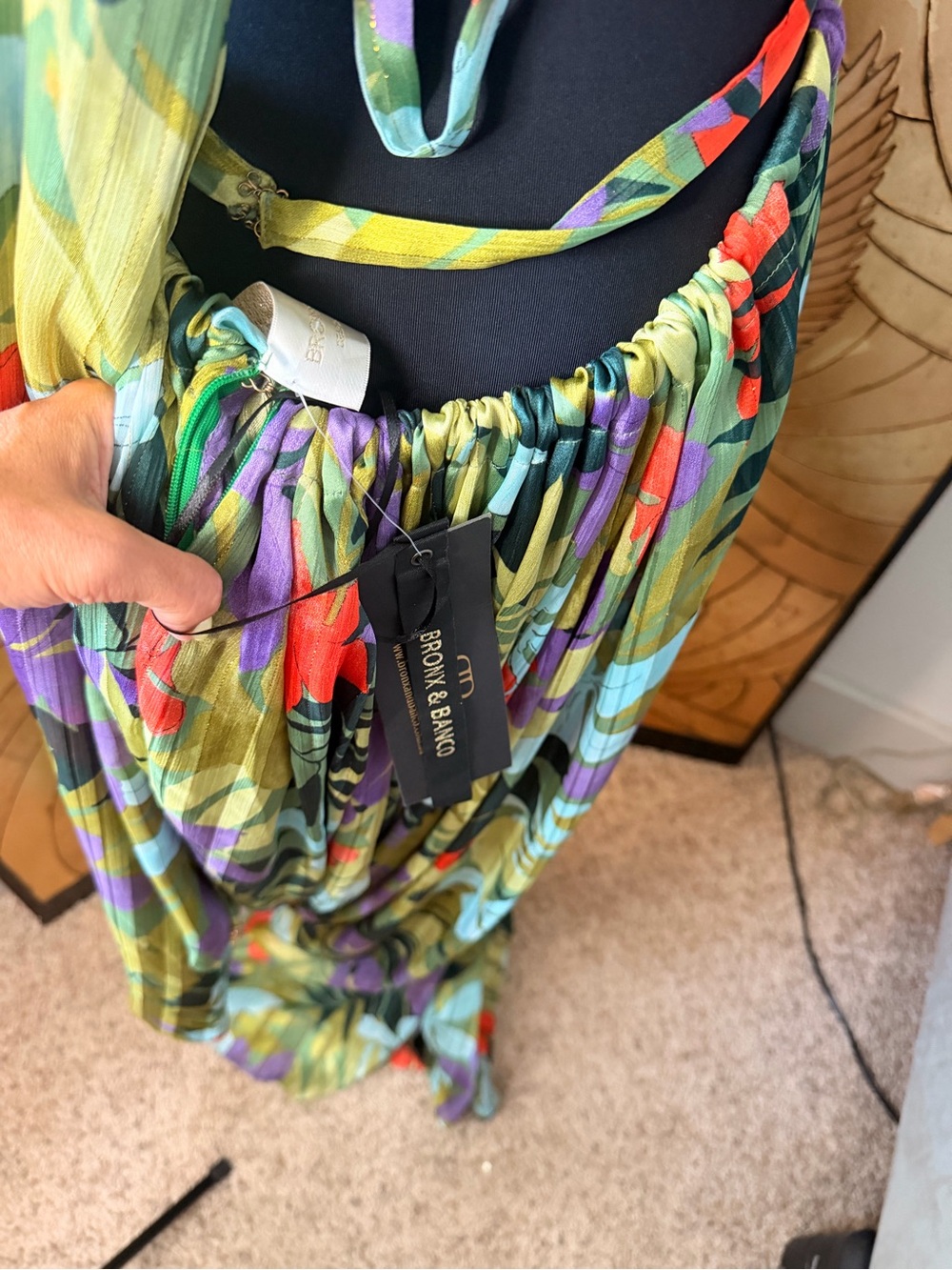 Bronx and Banco Floral Ring-Cut Maxi Dress in Green and Lilac - Picture 12 of 14